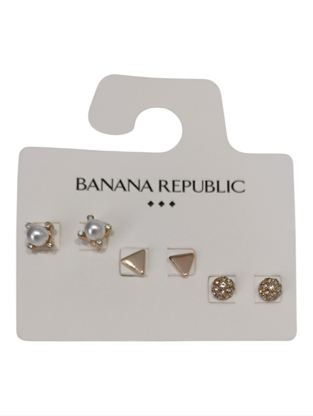 Banana Republic Gold and White Minimalist Earrings Set